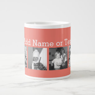 Tasse Géante Collage de photos Instagram avec 4 photos - corail