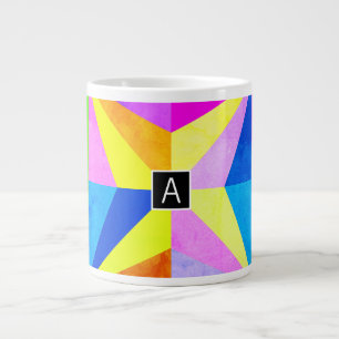 Tasse Géante Coloré Moderne Géométrique Multicolore Monogramm