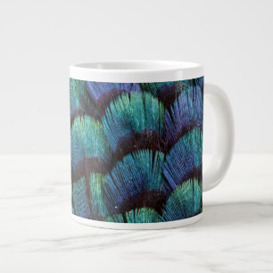 Tasse Géante Conception de plume de faisan bleu-vert