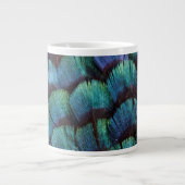 Tasse Géante Conception de plume de faisan bleu-vert (Devant)
