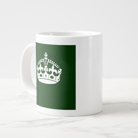 Tasse Géante Conserver l'icône de la couronne calme sur le vert (Devant gauche)