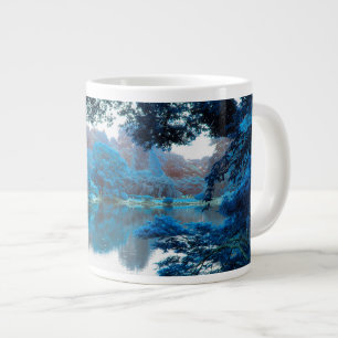 Tasse Géante Couleur bleue affectée cool, nature unique, lac