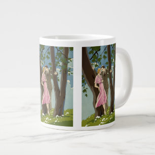 Tasse Géante Couple de jeunes mariés Art Déco vintage Amour et