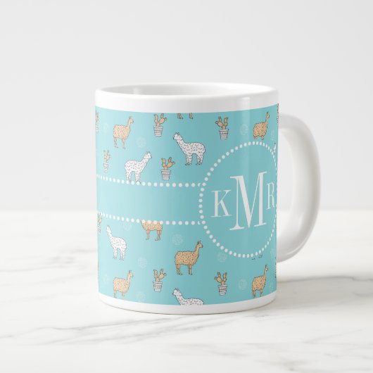 Tasse Géante Cute Alpaca Llama Cactus Motif (Devant droit)
