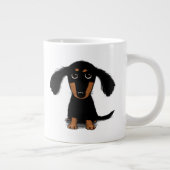 Tasse Géante Cute Long Haired Black et Tan Dachshund Chien chio (Droite)
