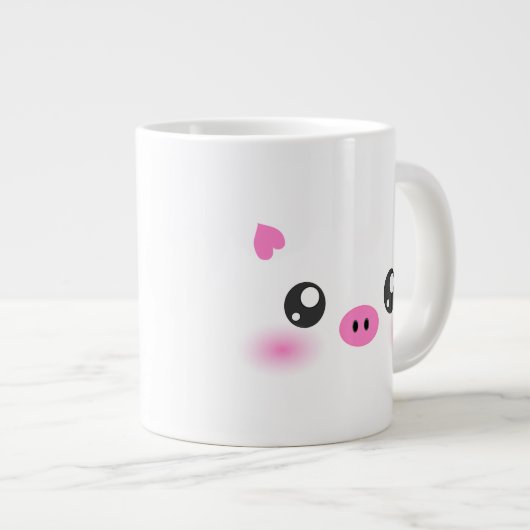 Tasse Géante Cute Pig Face - minimalisme kawaii (Devant droit)