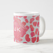 Tasse Géante Dalmatie rose et blanc avec monogramme (Devant droit)