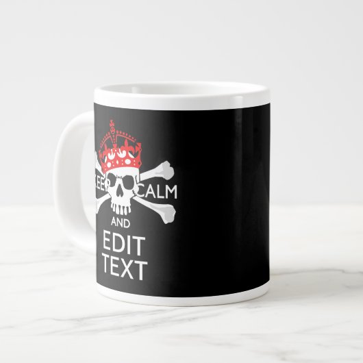 Tasse Géante Demandez à votre texte de garder calme Crossbones (Devant gauche)