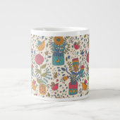 Tasse Géante Dessin floral de dessin avec oiseaux 2 (Devant)