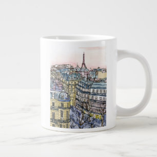Tasse Géante Destinations   Aquarelle Tour Eiffel & Paris