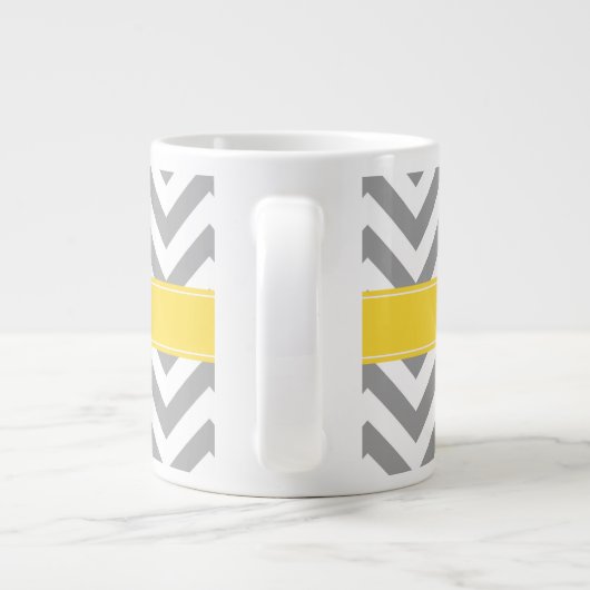 Tasse Géante Dk Gray White LG Chevron Pineapple Nom monogram (Dos)