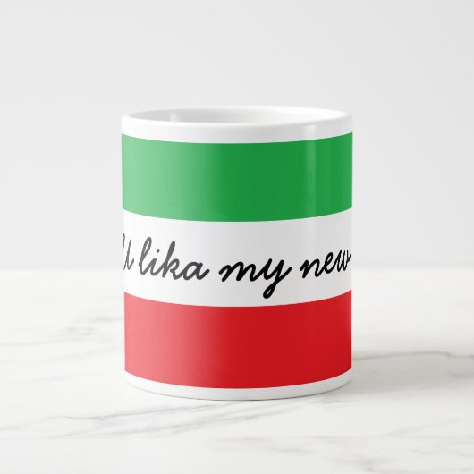 Tasse Géante Drôle accent italien et drapeau (Devant)