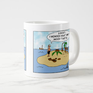 Tasse Géante Drôle caricaturiste sur l'île déserte