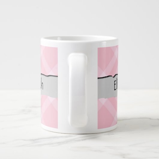 Tasse Géante En vichy rose, En vichy Motif, Votre Nom (Dos)
