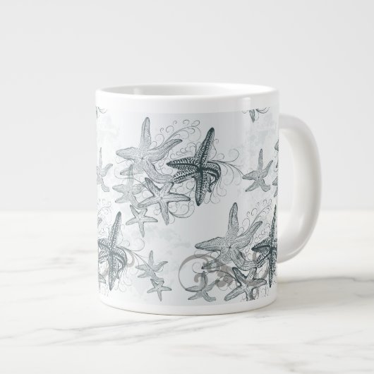 Tasse Géante Étoiles de mer sur le motif de mer (Devant droit)