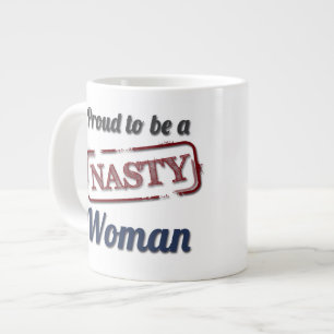 Tasse Géante Fier d'être une femme astucieuse bleue et rouge