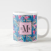 Tasse Géante Flamant rose et palmes sur Motif géométrique (Droite)
