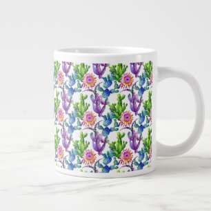 Tasse Géante Fleur sauvage d'aquarelle Cactus Motif