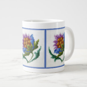 Tasse Géante Fleur vive brodée à la main