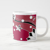 Tasse Géante Fleurs de lotus blanches sur bandes rouges (Droite)