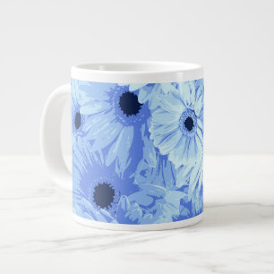 Tasse Géante Fleurs Gerbera, Fleurs Bleues, Motif De Fleurs