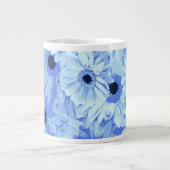 Tasse Géante Fleurs Gerbera, Fleurs Bleues, Motif De Fleurs (Devant)