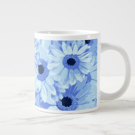 Tasse Géante Fleurs Gerbera, Fleurs Bleues, Motif De Fleurs (Droite)