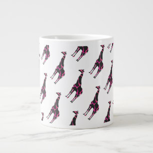 Tasse Géante Giraffe Rose chaud et Silhouette noire
