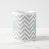 Tasse Géante Gray and Mint Chevron Custom (Devant)