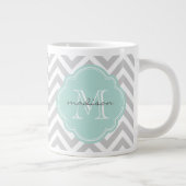 Tasse Géante Gray and Mint Chevron Custom (Droite)