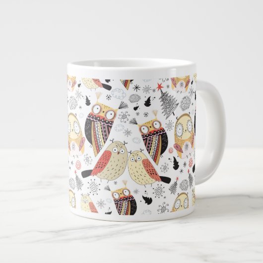 Tasse Géante Hibou drôle de texture (Devant droit)