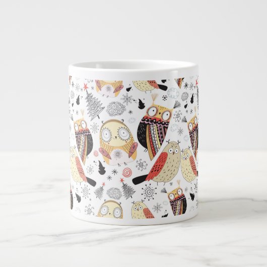Tasse Géante Hibou drôle de texture (Devant)