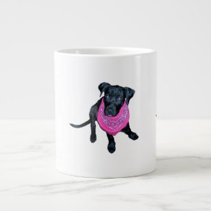 Tasse Géante Image noire de chiot de Bandana de rose de