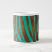 Tasse Géante Impression Brown et Turquoise Zebra (Devant)