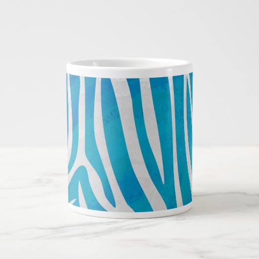 Tasse Géante Impression en bleu et blanc Zebra (Devant)