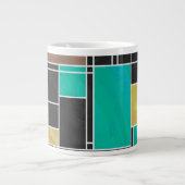 Tasse Géante Impression noire Brown Turquoise Mondrian (Devant)