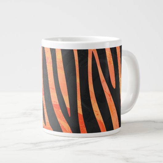 Tasse Géante Impression noire et orange Zebra (Devant droit)