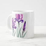 Tasse Géante Irises<br><div class="desc">Deux fleurs violettes Iris d'origine aquarelle peinture © et ® Bigstock® - Tous droits réservés. | Créez votre propre produit d'aquarelle sur Zazzle. Essayez d'ajouter votre propre texte pour créer un produit unique en son genre! Il est facile de personnaliser votre propre objet, n'a pas de commande minimum et est...</div>