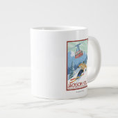 Tasse Géante Jackson Hole, Wyoming Skier et Tramway (Devant droit)