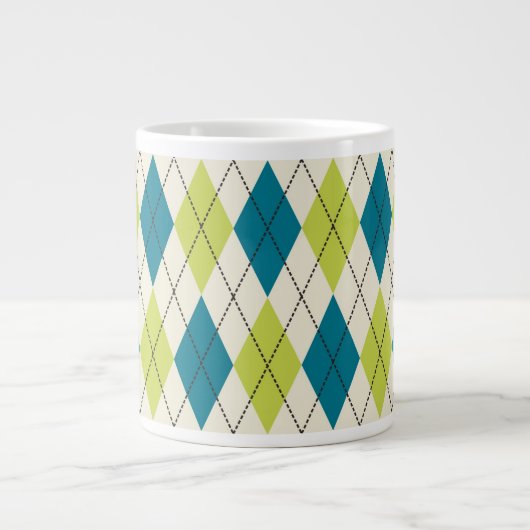 Tasse Géante Jacquard Bleu Et Vert (Devant)