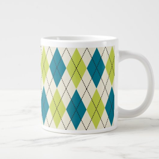Tasse Géante Jacquard Bleu Et Vert (Droite)
