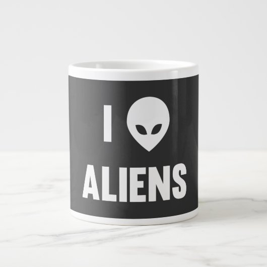 Tasse Géante J'aime des aliens (Devant)