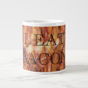 Tasse Géante Je mange du texte Bacon avec Arrière - plan
