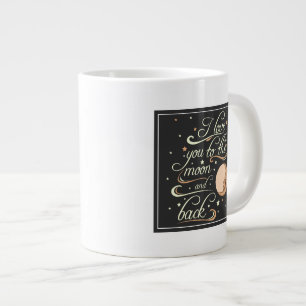 Tasse Géante Je T'Aime Sur La Lune Et Le Dos Noir