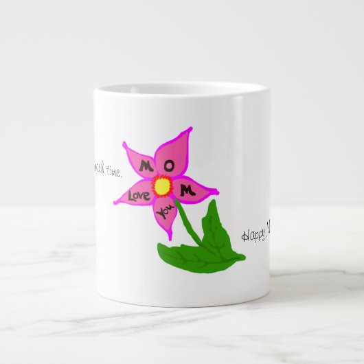 Tasse Géante Joyeux message Fleur de la Fête des Mères (Devant)