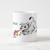 Tasse Géante Joyeux Noël ! Chiot avec Bell et Ball (Devant)