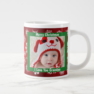 Tasse Géante Joyeux Papi de Noël, Rouge & Blanc, Photo personna