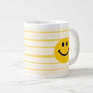 Tasse Géante Joyeux visage sur rayures jaune soleil