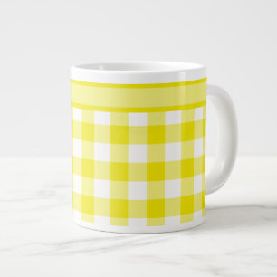 Tasse Géante Jumbo Mug, Lemon Yellow Check En vichy Motif