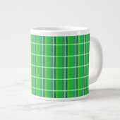 Tasse Géante Jumbo Mug, Motif à plaid vert et blanc rétro (Devant droit)